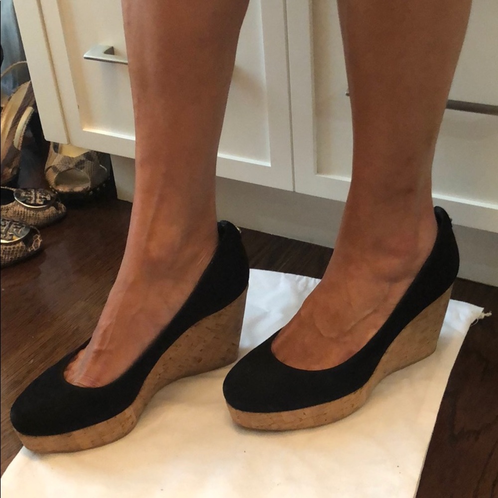 Stuart Weitzman black suede wedge
